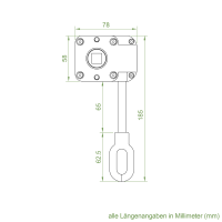 Geiger Markisengetriebe MSG 218 | 7:1 | blank | 13 mm Innenvierkant | ovale Zinköse verlängert | ohne Endanschlag | ohne Bund