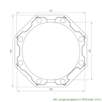Rademacher Adapter-Mitnehmer für Achtkant-Stahlwelle SW 60 | für Rademacher SLDM/MLIM Antriebe