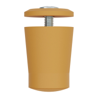 Anschlagstopper aus Kunststoff in hellbraun mit Edelstahlschraube und Verschlusskappe von oben.