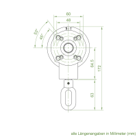 Geiger Markisengetriebe MKG 002 | 3:1 | blank | für 70 mm Nutrohr | Zinköse | mit Endanschlag