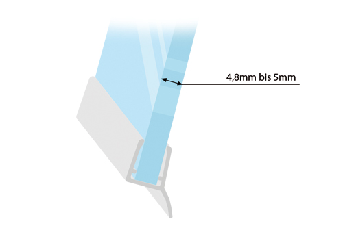 Duschdichtungen für Glasstärken von 4,8mm bis 5mm