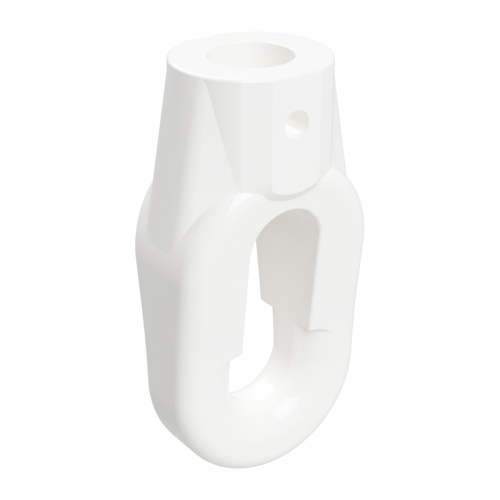 Ovale Öse aus Kunststoff | weiß RAL 9016 | Innenbohrung 12 mm rund | Querbohrung 4 mm