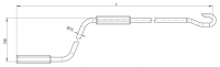 Kurbelstange für Markisen | Stahl | grau RAL 7035 | Griffhülse Kunststoff grau | Haken für ovale Ösen | Länge 1200 mm