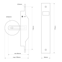 Mini Rolladen-Einlass-Gurtwickler | Lochabstand 155 mm | Abmessungen