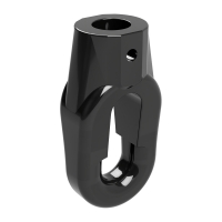 Ovale Öse aus Kunststoff | schwarz RAL 9005 | Innenbohrung 12 mm rund | Querbohrung 4 mm