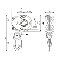 Schneckengetriebe für Markisen | 9:1 | Kunststofföse | 13,1mm Innenvierkant | RAL 9005 schwarz| Getriebemitte bis Öse 41 mm