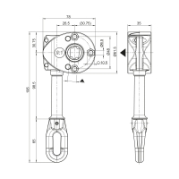 Schneckengetriebe für Markisen | Untersetzung 9:1 | mit Kunststofföse | RAL 9010 reinweiß | A  98,5 mm